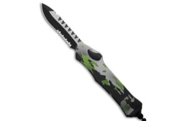 Image of Heretic Knives Hydra Recurve Automatic Folding Knife, 3.60in, CPM MagnaCut, Drop Point Blade, Aluminum, Green Handle, Green/Black/White, 9.10 inch, BHQ-193974