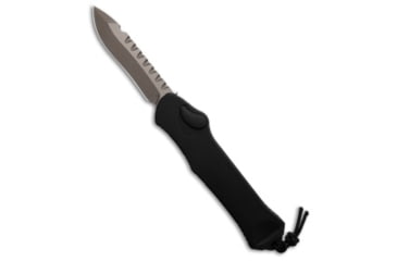 Image of Heretic Knives Hydra Recurve Automatic Folding Knife, 3.60in, CPM MagnaCut, Clip Point Blade, Aluminum, Black Handle, Black/Bronze, 9.10 inch, BHQ-193510