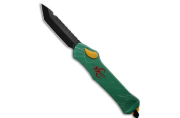 Image of Heretic Knives Hydra Automatic Folding Knife, 3.55in, CPM MagnaCut, Tanto Blade, Aluminum, Green Handle, Plain, Green/Black, 9.05 inch, BHQ-196438
