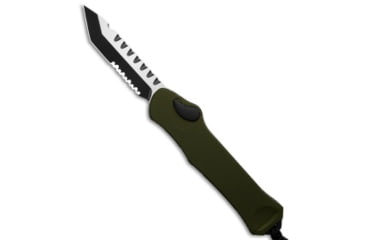 Image of Heretic Knives Hydra Automatic Folding Knife, 3.60in, CPM MagnaCut, Tanto Blade, Aluminum, OD Green Handle, OD Green/Black, 9.10 inch, BHQ-192828