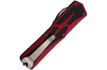 Image of Heretic Knives Auto Colossus OTF Automatic Folding Knives, 3.5in, Stonewash Finish CPM MagnaCut Stainless Blade, Red Aluminum Handle, H0422ARED