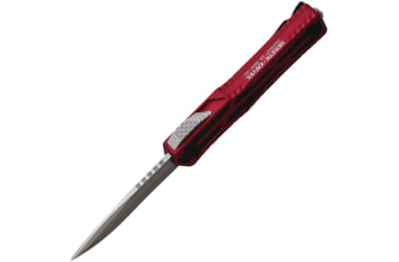 Image of Heretic Knives Colossus OTF Automatic Folding Knife, 3.5in, Stonewash CPM MagnaCut Stainless Blade, Red Aluminum Handle, H0422ARED