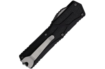 Image of Heretic Knives Auto Colossus OTF Automatic Folding Knives, 3.5in, Stonewash Finish Partially Serrated CPM MagnaCut Stainless Blade, Black Aluminum Handle w/ Black Traction Insert, H0392B