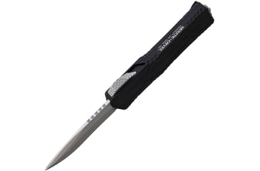 Image of Heretic Knives Colossus OTF Automatic Folding Knife, 3.5in, Stonewash CPM MagnaCut Stainless Blade, Recurve Blade, Black Aluminum Handle, H042-2A