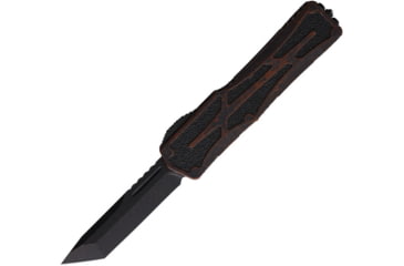 Image of Heretic Knives Auto Colossus OTF Automatic Folding Knives, 3.5in, Black Stonewash Finish CPM MagnaCut Stainless Tanto Blade, Rootbeer Aluminum Handle, H0408ABRKRB