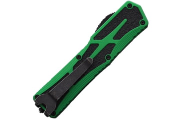 Image of Heretic Knives Auto Colossus OTF Automatic Folding Knives, 3.5in, Black Stonewash/Satin Finish CPM MagnaCut Stainless Tanto Blade, Green Aluminum Handle, H04014ABRKGRN