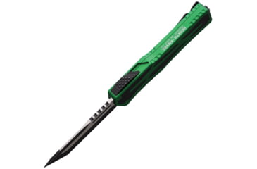 Image of Heretic Knives Auto Colossus OTF Automatic Folding Knives, 3.5in, Black Stonewash/Satin Finish CPM MagnaCut Stainless Tanto Blade, Green Aluminum Handle, H04014ABRKGRN