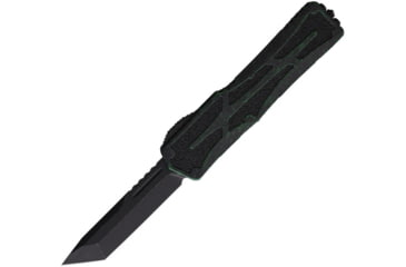Image of Heretic Knives Auto Colossus OTF Automatic Folding Knives, 3.5in, Black Stonewash Finish CPM MagnaCut Stainless Tanto Blade, Breakthrough Green Aluminum Handle, H0408ABRKGRN