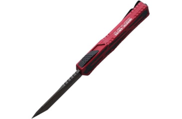 Image of Heretic Knives Auto Colossus OTF Automatic Folding Knives, 3.5in, Black Stonewash Finish CPM MagnaCut Stainless Tanto Blade, Red Aluminum Handle, H0406ARED