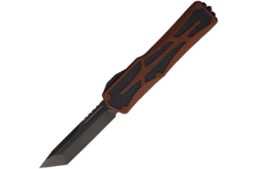 Image of Heretic Knives Auto Colossus OTF Automatic Folding Knives, 3.5in, Black Stonewash Finish CPM MagnaCut Stainless Tanto Blade, Rootbeer Aluminum Handle, H0406ARB