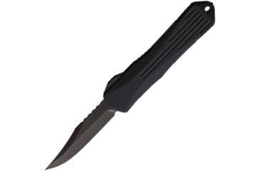 Image of Heretic Knives Auto Manticore E OTF Automatic Folding Knives, 3in, Black DLC Coated Elmax Steel Bowie Blade, Black/ Purple Camo Carbon Fiber Back Handle, H026B6APUCF