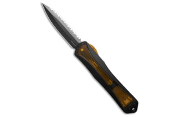 Image of Heretic Knives Heretic Knives Manticore X Double Edge OTF Ultem 3.75" Black DLC Serr, Black/Yellow, CPM MagnaCut, adult, BHQ-189207