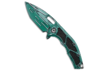 Image of Heretic Knives Heretic Knives Medusa Manual Frame Lock Knife Turquoise Shaded Ti 3" Cerakote, Blue/Green, CPM MagnaCut, adult, BHQ-210989