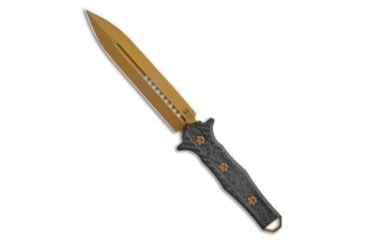 Image of Heretic Knives Heretic Knives Nephilim Fixed Blade Knife Carbon Fiber 6.5" Gold Ti Nitride, Black, Elmax, adult, BHQ-137100
