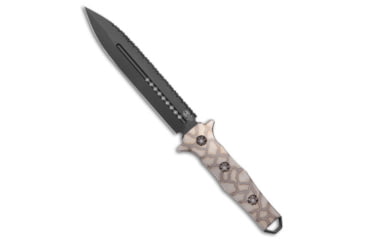 Image of Heretic Knives Heretic Knives Nephilim Fixed Blade Knife Flamed Titanium6.5" Black Serr, Gray, Elmax, adult, BHQ-177276