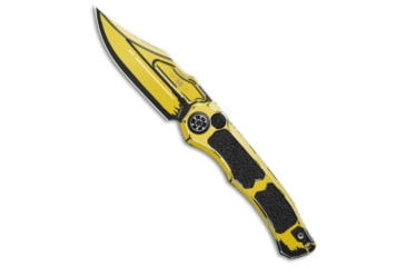 Image of Heretic Knives Heretic Knives Wraith V4 Automatic Knife Yellow Cel Shade Al 3.7" Yellow, Black/Yellow, CPM MagnaCut, adult, BHQ-220192