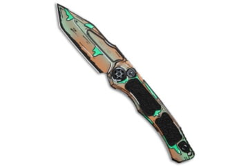 Image of Heretic Knives Heretic Knives Wraith V4 Tanto Auto Knife Shipwreck Cel Shade 3.7" Cel Shade, Black/Blue/Brown, CPM MagnaCut, adult, BHQ-228277