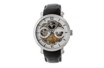 Image of Heritor Automatic Aries Skeleton Bracelet Watch, silver  black HERHR4404