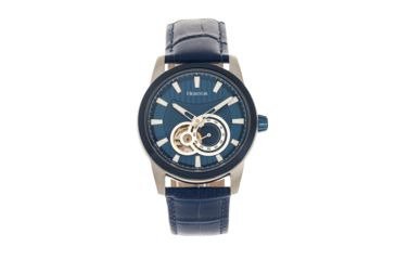 Image of Heritor Automatic Davidson Semi-Skeleton Leather-Band Watch, Blue, One Size, HERHR8004