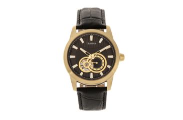 Image of Heritor Automatic Davidson Semi-Skeleton Leather-Band Watch, Gold/Black, One Size, HERHR8005