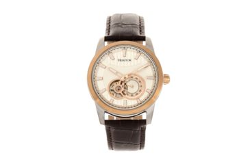 Image of Heritor Automatic Davidson Semi-Skeleton Leather-Band Watch, Rose Gold/Silver, One Size, HERHR8003
