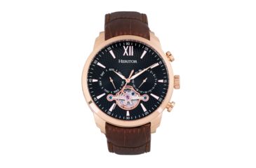 Image of Heritor Automatic Davidson Semi-Skeleton Leather-Band Watch, Silver, One Size, HERHR8001