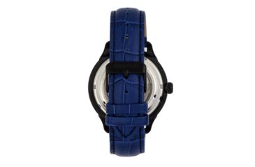 Image of Heritor Automatic Harding Semi-Skeleton Leather-Band Watch, Black/Blue, One Size, HERHR9005