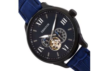 Image of Heritor Automatic Harding Semi-Skeleton Leather-Band Watch, Black/Blue, One Size, HERHR9005