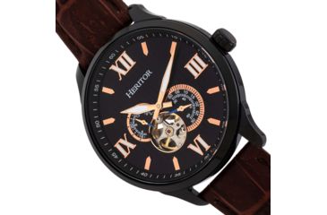 Image of Heritor Automatic Harding Semi-Skeleton Leather-Band Watch, Black, One Size, HERHR9006