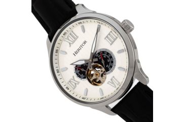 Image of Heritor Automatic Harding Semi-Skeleton Leather-Band Watch, Silver/White, One Size, HERHR9001