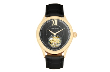 Image of Heritor Automatic Hayward Semi-Skeleton Watch - Mens, Black/Black/Gold, One Size, HERHR9404