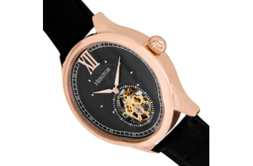Image of Heritor Automatic Hayward Semi-Skeleton Watch - Mens, Black/Black/Rose Gold, One Size, HERHR9406