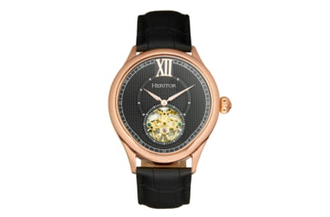 Image of Heritor Automatic Hayward Semi-Skeleton Watch - Mens, Black/Black/Rose Gold, One Size, HERHR9406