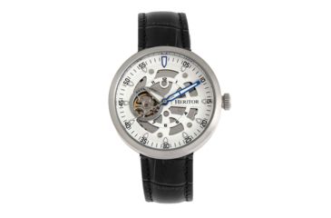 Image of Heritor Automatic Jasper Skeleton Leather-Band Watch, Silver/White, One Size, HERHR8703