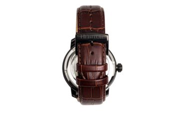 Image of Heritor Automatic Maxim Semi-Skeleton Leather-Band Watch, Black/Brown, One Size, HERHR8605