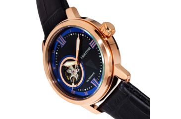 Image of Heritor Automatic Maxim Semi-Skeleton Leather-Band Watch, Rose Gold/Black, One Size, HERHR8604