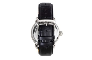 Image of Heritor Automatic Maxim Semi-Skeleton Leather-Band Watch, Silver/Black, One Size, HERHR8602