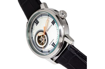 Image of Heritor Automatic Maxim Semi-Skeleton Leather-Band Watch, Silver, One Size, HERHR8601