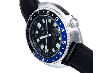 Image of Heritor Automatic Pierce Genuine Leather-Band Watch w/Date, Black/Blue - Mens, HERHS1205