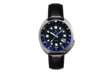 Image of Heritor Automatic Pierce Genuine Leather-Band Watch w/Date, Black/Blue - Mens, HERHS1205
