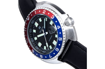 Image of Heritor Automatic Pierce Genuine Leather-Band Watch w/Date, Black/Red/Blue - Mens, HERHS1204
