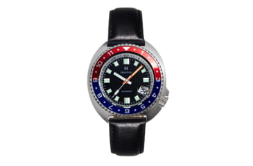 Image of Heritor Automatic Pierce Genuine Leather-Band Watch w/Date, Black/Red/Blue - Mens, HERHS1204