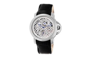 Image of Heritor Automatic McKinley Skeleton Dial Leather Strap Watch, Silver/White, Standard HERHR4001