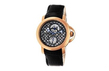Image of Heritor Automatic McKinley Skeleton Dial Leather Strap Watch, Rose Gold/Black, Standard HERHR4006