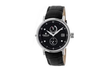 Image of Heritor Leopold Leather-Band Watch w/Date, Silver/Black, Standard HERHR4704