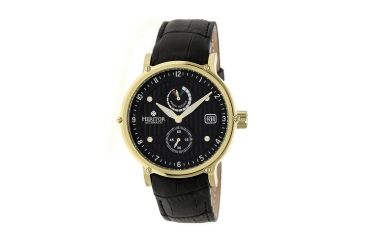 Image of Heritor Leopold Leather-Band Watch w/Date, Gold/Black, Standard HERHR4706