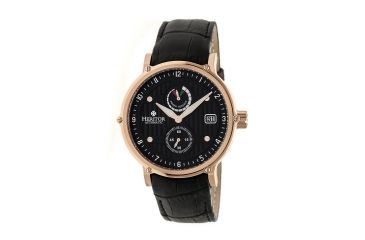 Image of Heritor Leopold Leather-Band Watch w/Date, Rose Gold/Black, Standard HERHR4707
