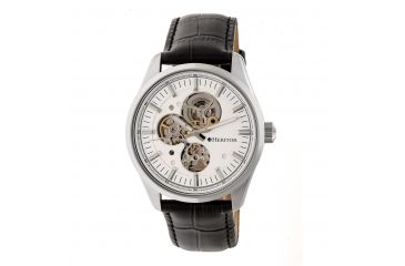Image of Heritor Stanley Semi-Skeleton Watch, Silver/Black HERHR6503