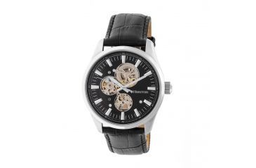 Image of Heritor Stanley Semi-Skeleton Watch, Black/Black HERHR6504