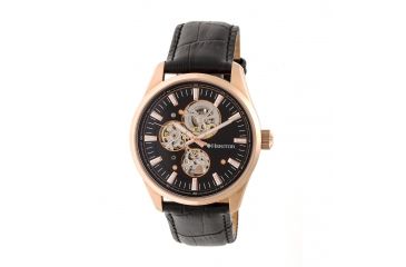 Image of Heritor Stanley Semi-Skeleton Watch, Black/Black HERHR6506